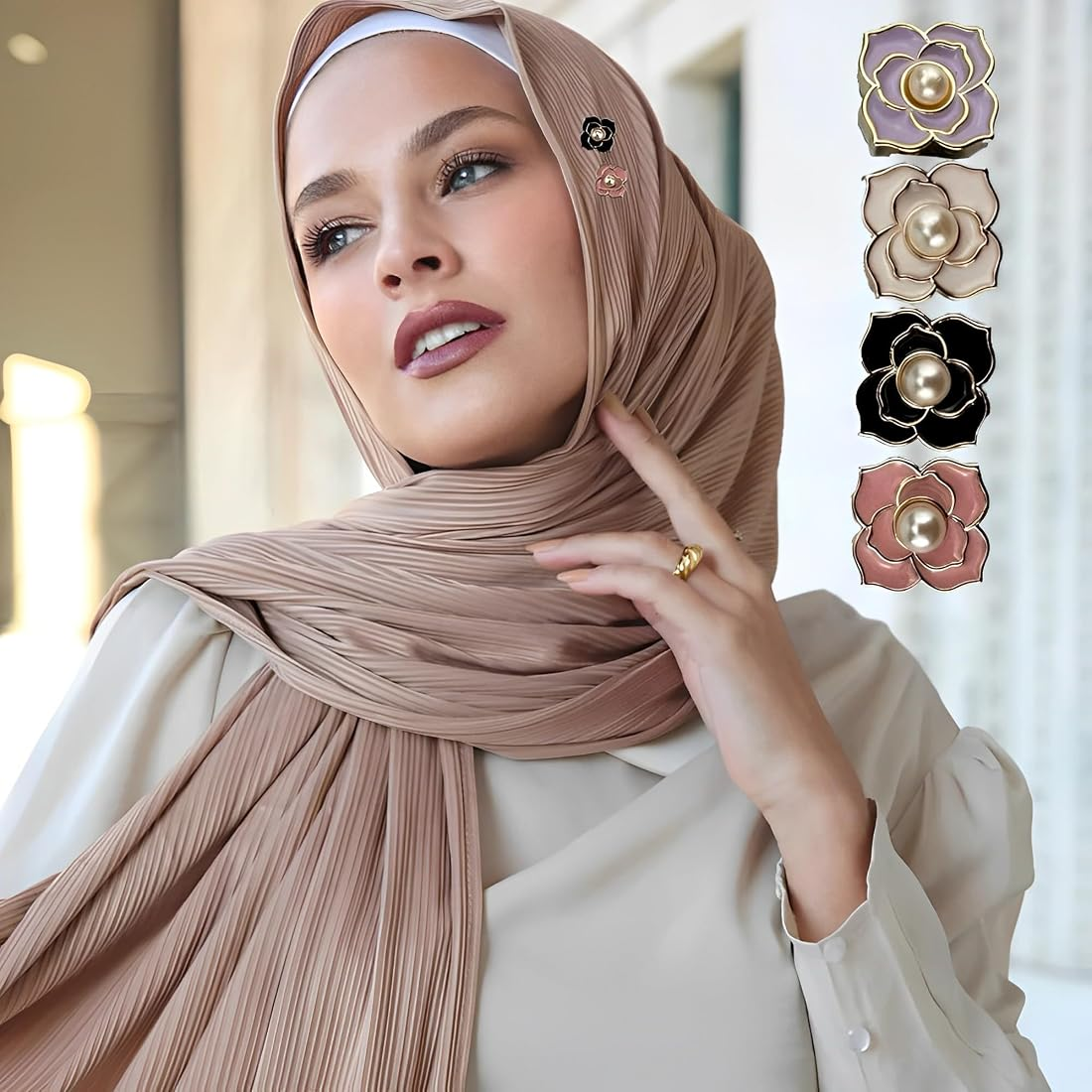 Hijab pin brooch accessories on a styled scarf
